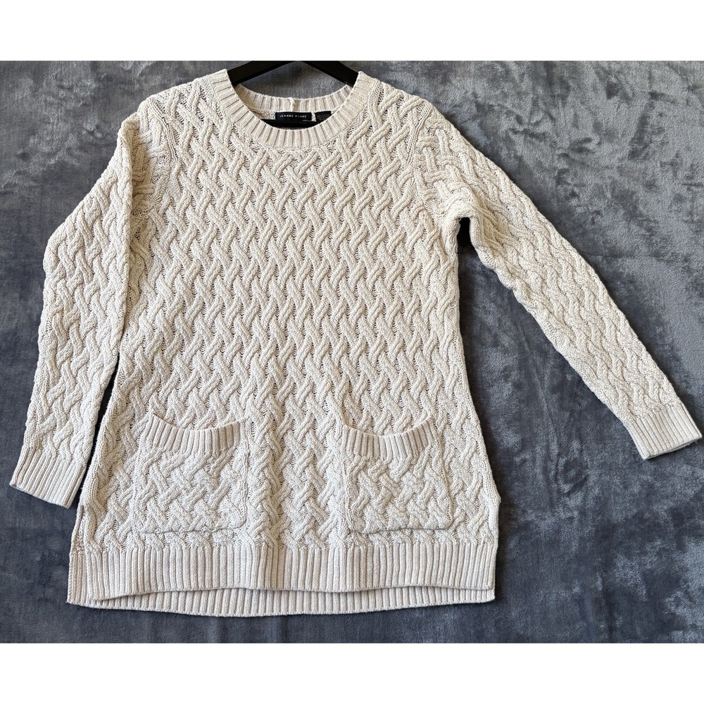 Jeanne Pierre Cream Cable‎ Knit Tunic Sweater Small